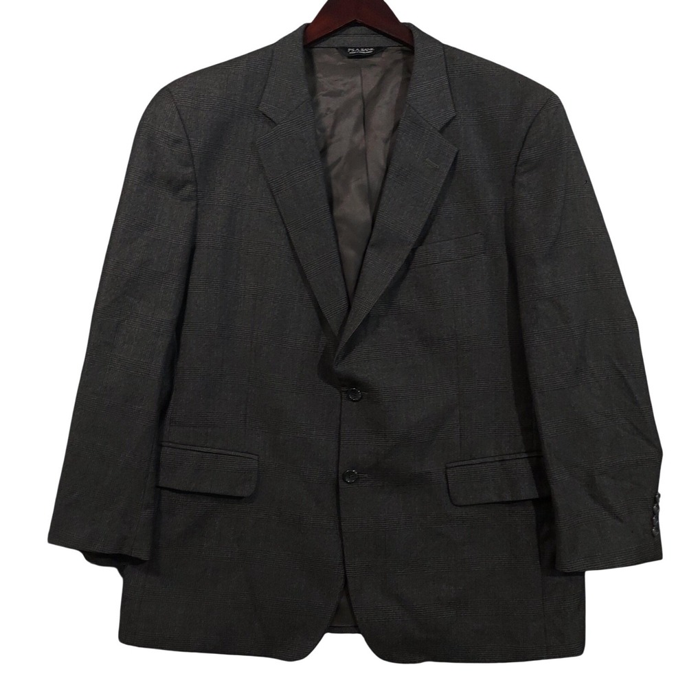 Jos. A. Bank Blazer Sport Coat Mens 46R Grey Glen Plaid Formal Suit Jacket